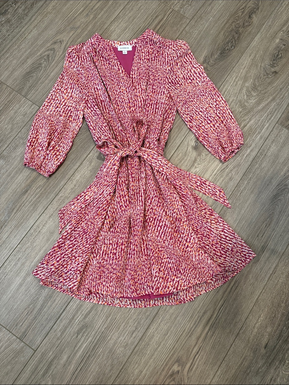 Evereve (Brand New) Pink Multi-Print Wrap Midi Dress